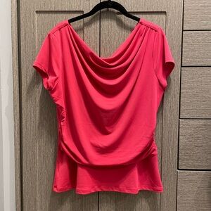 Sexy Ann Taylor Cowl Neck Blouse. Coral. Size L. V-neck back.